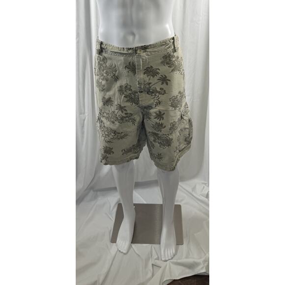 Wonderwall Broken In Cargo Shorts Tan Tropical Beach Resortware, 42, 87-24 - Picture 8 of 16